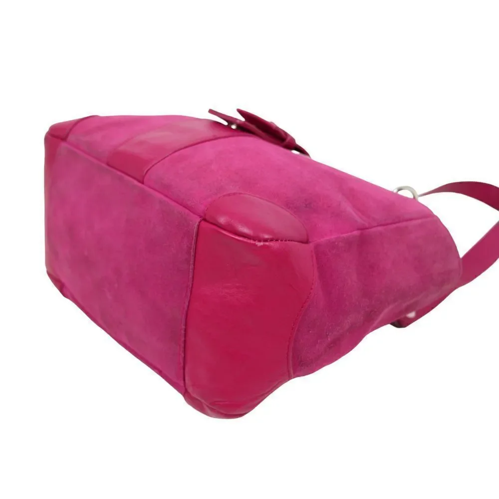 ROOMY BATH & BODY WORKS MAGENTA FAUX LEATHER SUEDE TOTE BOHO SHOULDER BAG PURSE